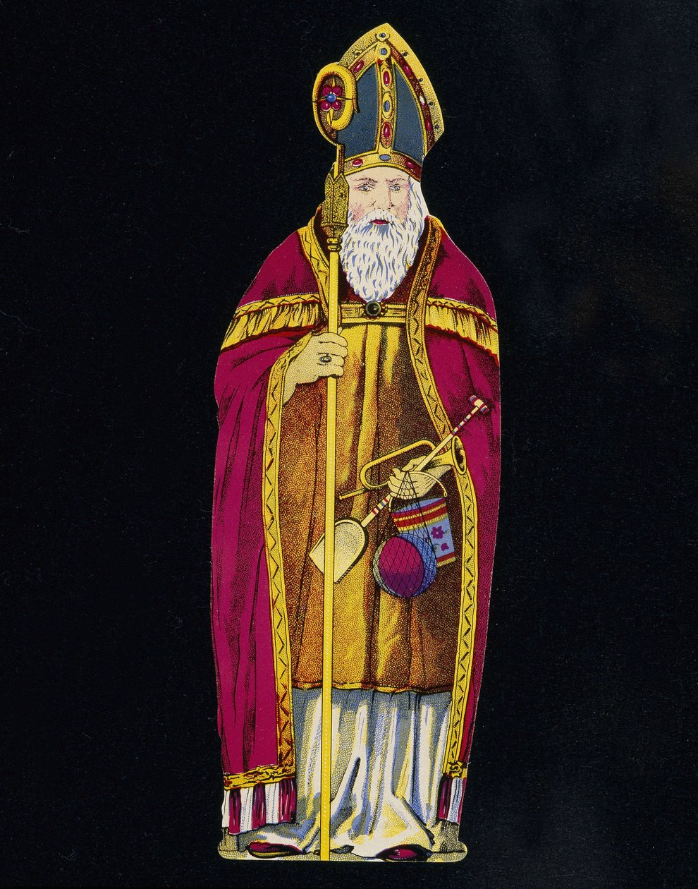 Szent Miklós játékokkal a kezében. 19. századi karton. alkotó: Unknown artist