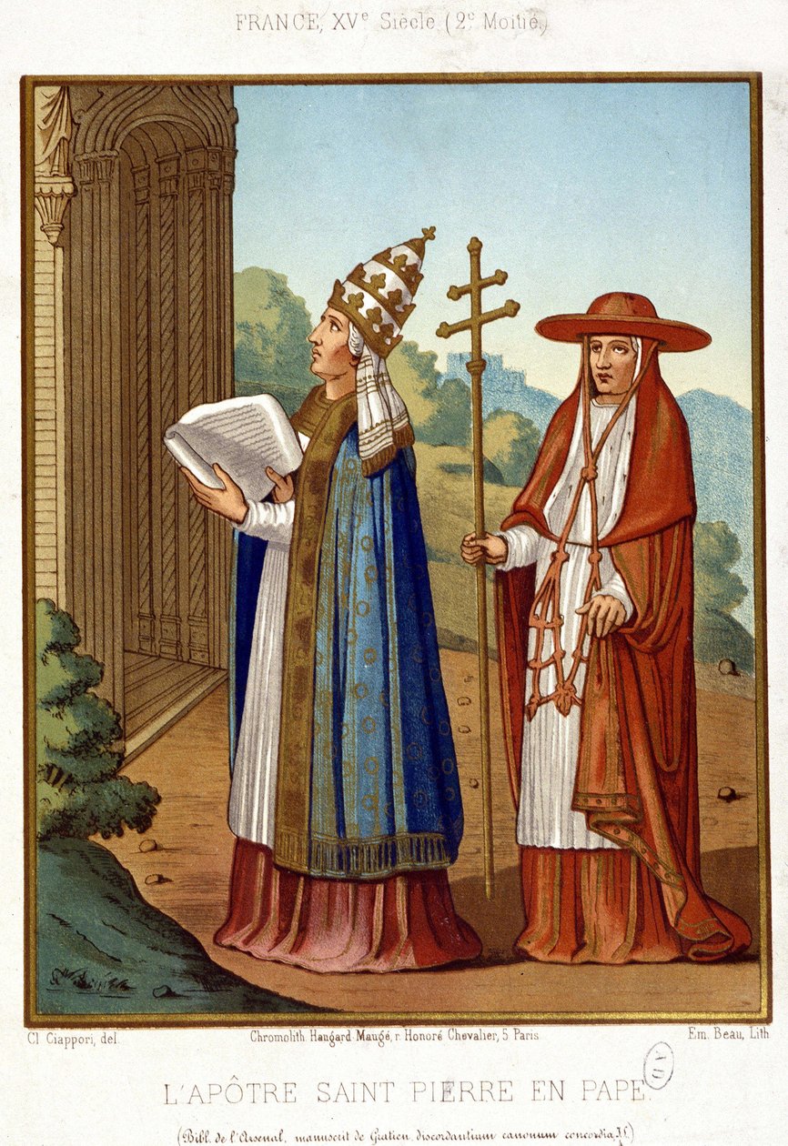 Szent Péter pápában bíboros kíséretében, XV. század második fele. alkotó: Unknown artist