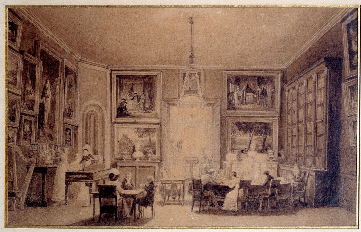 Hortense de Beauharnais (1783-1837) holland királynő szalonja Augsburgban. Metszet a 19. századi Párizsról. Thiers könyvtára alkotó: Unknown artist