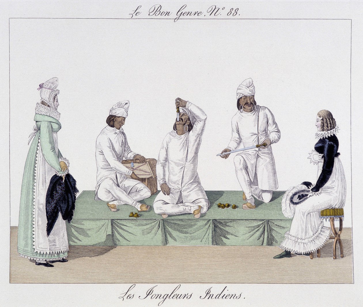 Saltimbanks: indiai zsonglőrök, késnyelés - a „” The Good Kind”-ben, deb. 19. század alkotó: Unknown artist