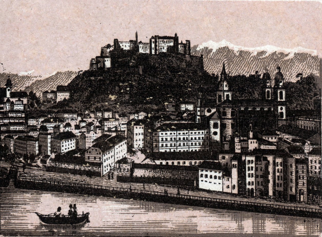 Salzkammergut régió, Ausztria: Salzburg a Kapuzinergartenből. in "" A világ 168 nézetet szemléltet"" Keltezés nélküli (19. század vége) alkotó: Unknown artist
