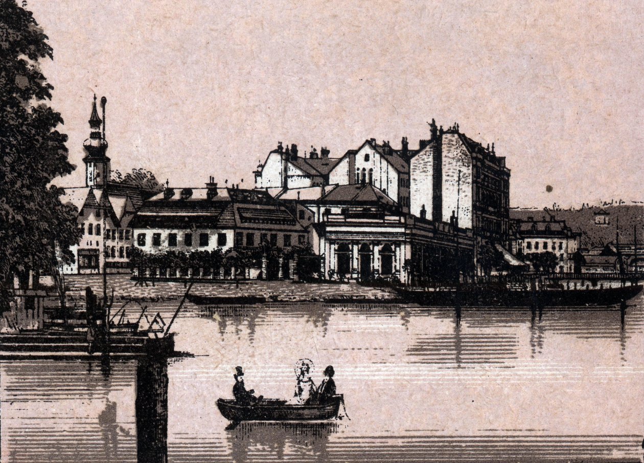 Salzkammergut régió, Ausztria: kilátás a gmundeni kaszinóra. in "" A világ 168 nézetet szemléltet"" Keltezés nélküli (19. század vége) alkotó: Unknown artist