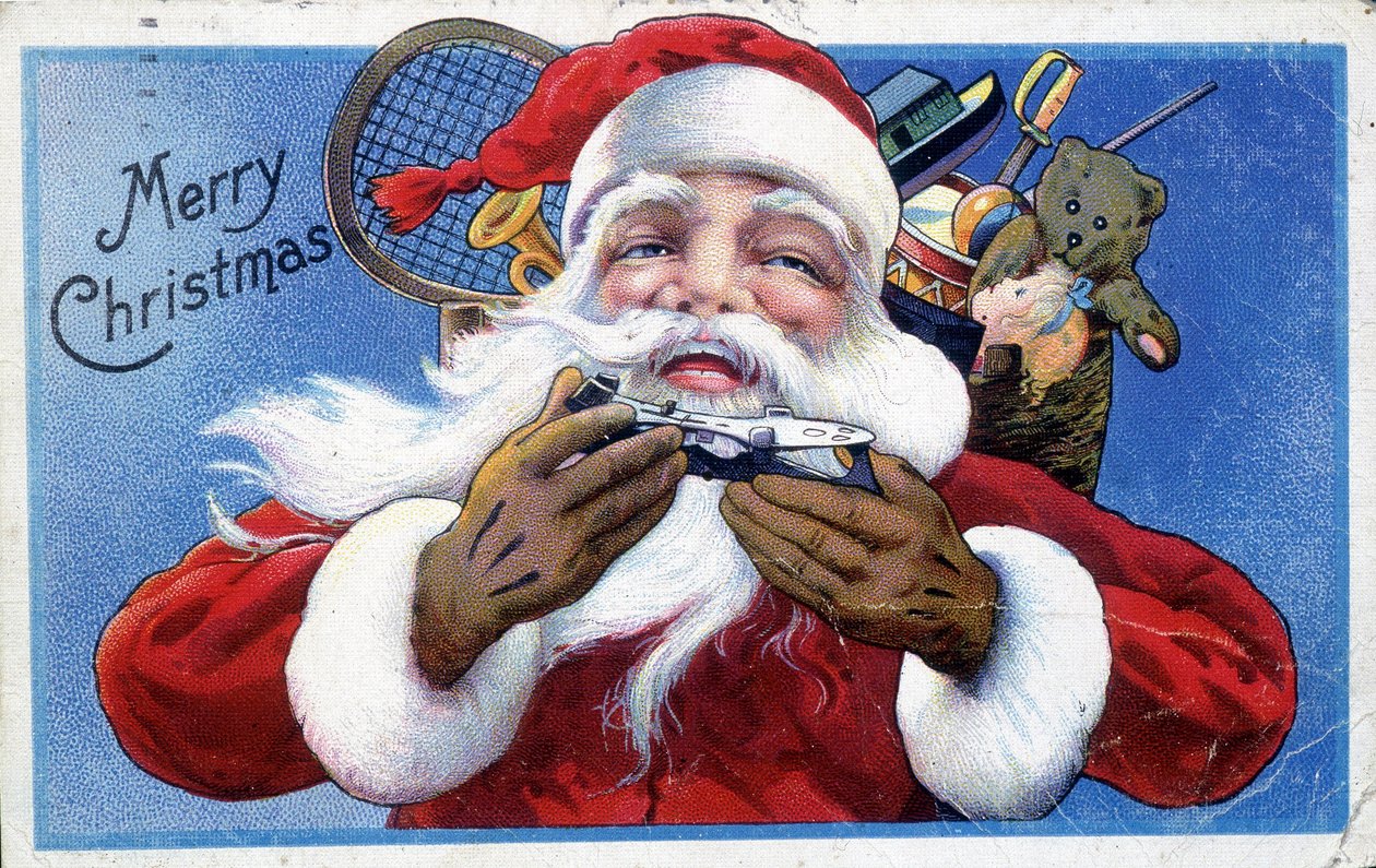 Mikulás és játékcsuklyája - amerikai képeslap, 19. század vége alkotó: Unknown artist