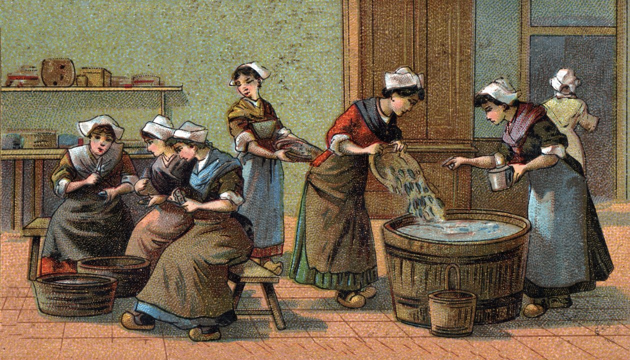 Szardínia ipar: vágófejek, sózás. A 19. század végének kromolitográfiája alkotó: Unknown artist