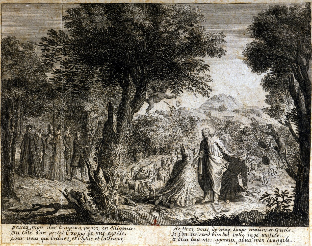 Szatirikus matrica a janzenizmus ellen. alkotó: Unknown artist
