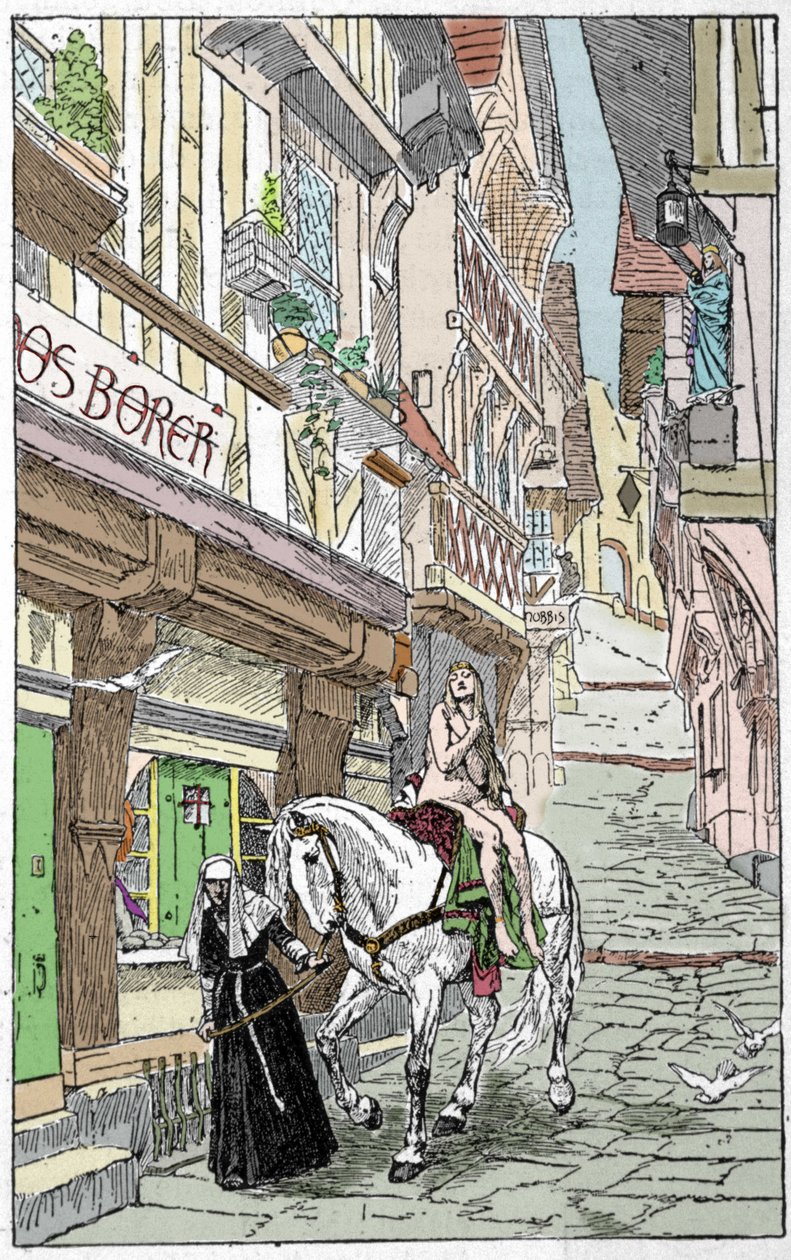 Szász legenda: Godiva (Lady Godiva vagy Godgifu), egy szász nő, aki az 1000. év elején meztelenül kelt át az angliai Coventry utcáin, hogy rávegye férjét, hogy csökkentse az általa kivetett adókat katonai tábor alkotó: Unknown artist