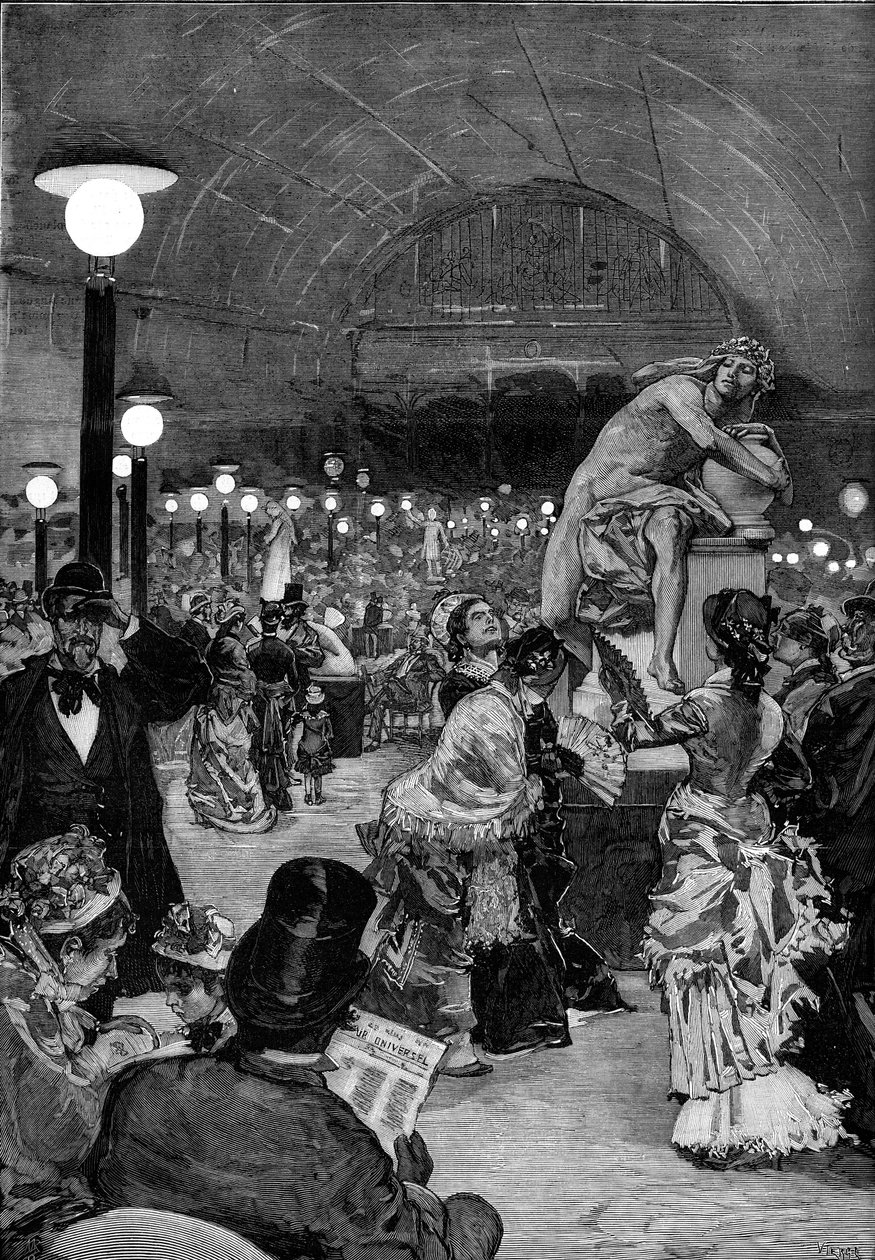 Szoborszoba a párizsi Champs-Elysees (Champs Elysees) Salon de 1879-ben. Metszet a „Le monde illustrious”-ban alkotó: Unknown artist