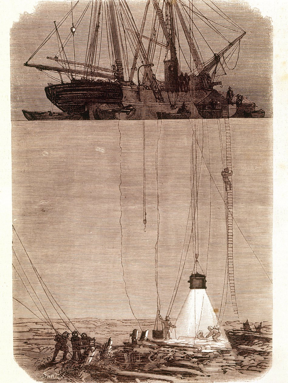 1702-ben a Vigo-öbölben hajótörést szenvedett spanyol galleonok keresése. alkotó: Unknown artist
