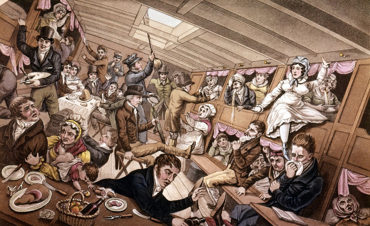 Tengeri betegség. A 19. század eleji illusztráció. alkotó: Unknown artist