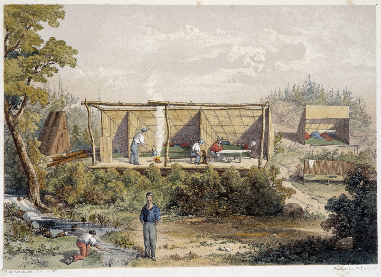 Telepesek tábora Kanadában – William Hickman, szerk. Halifax alkotó: Unknown artist