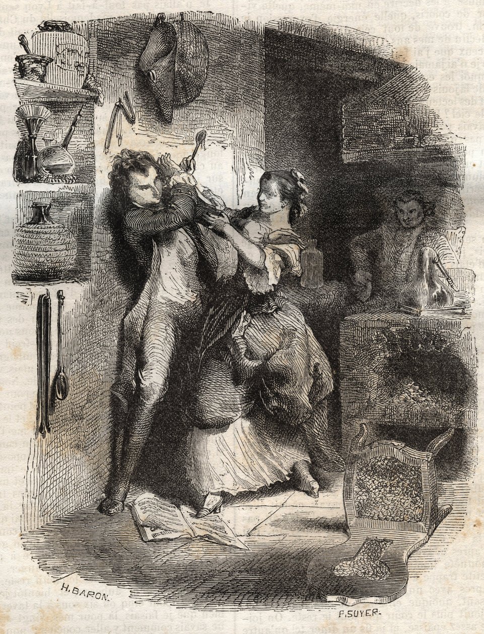 Bekente az arcom, és mindez finom volt - Illusztráció a „” vallomásokhoz”, Jean-Jacques (Jean Jacques) Rousseau (1712-1778) - 1849-es metszet alkotó: Unknown artist