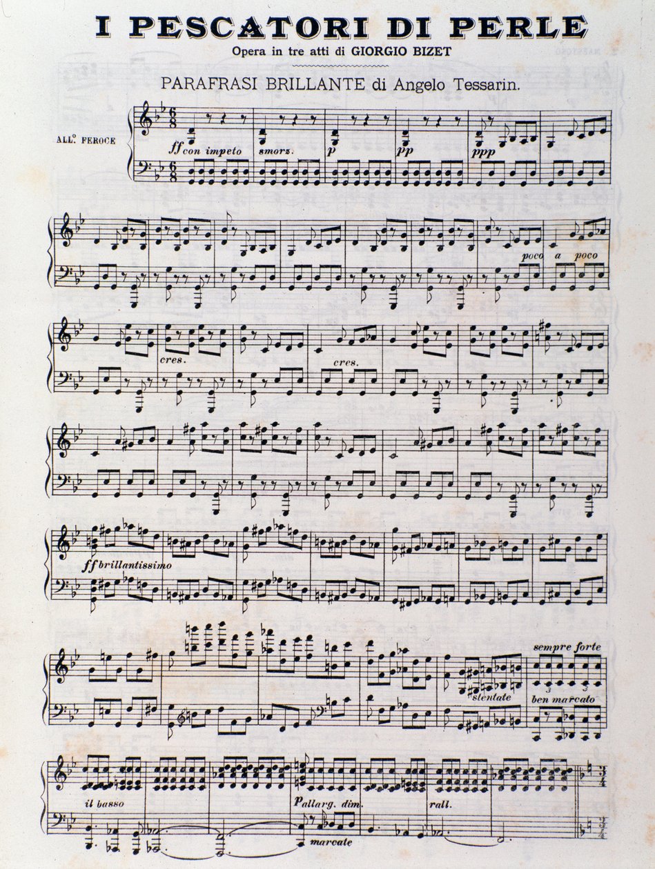 Georges Bizet operájának A gyöngyhalászok kottalapja alkotó: Unknown artist