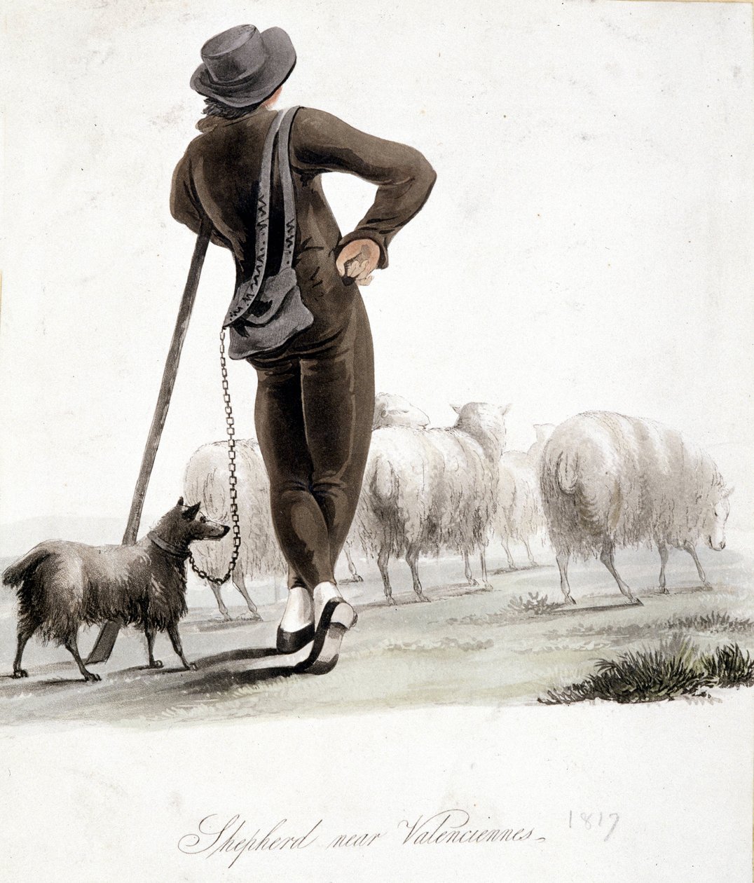 Pásztor Valenciennes közelében - akvarell alkotó: Unknown artist