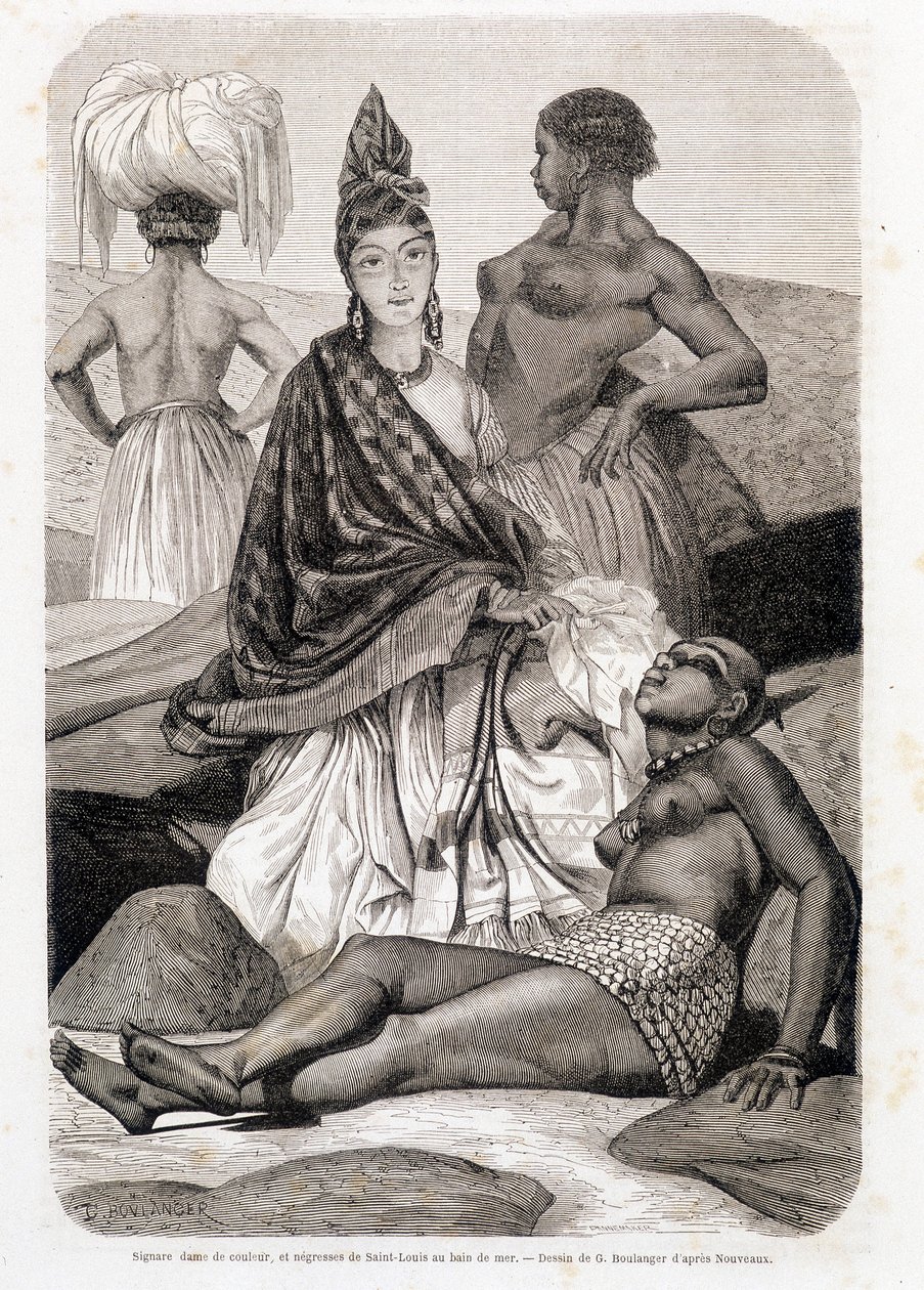 Saint Louis színes és negressziós hölgye a tengerfürdőben – a „Le Tour du Monde”-ban” alkotó: Unknown artist