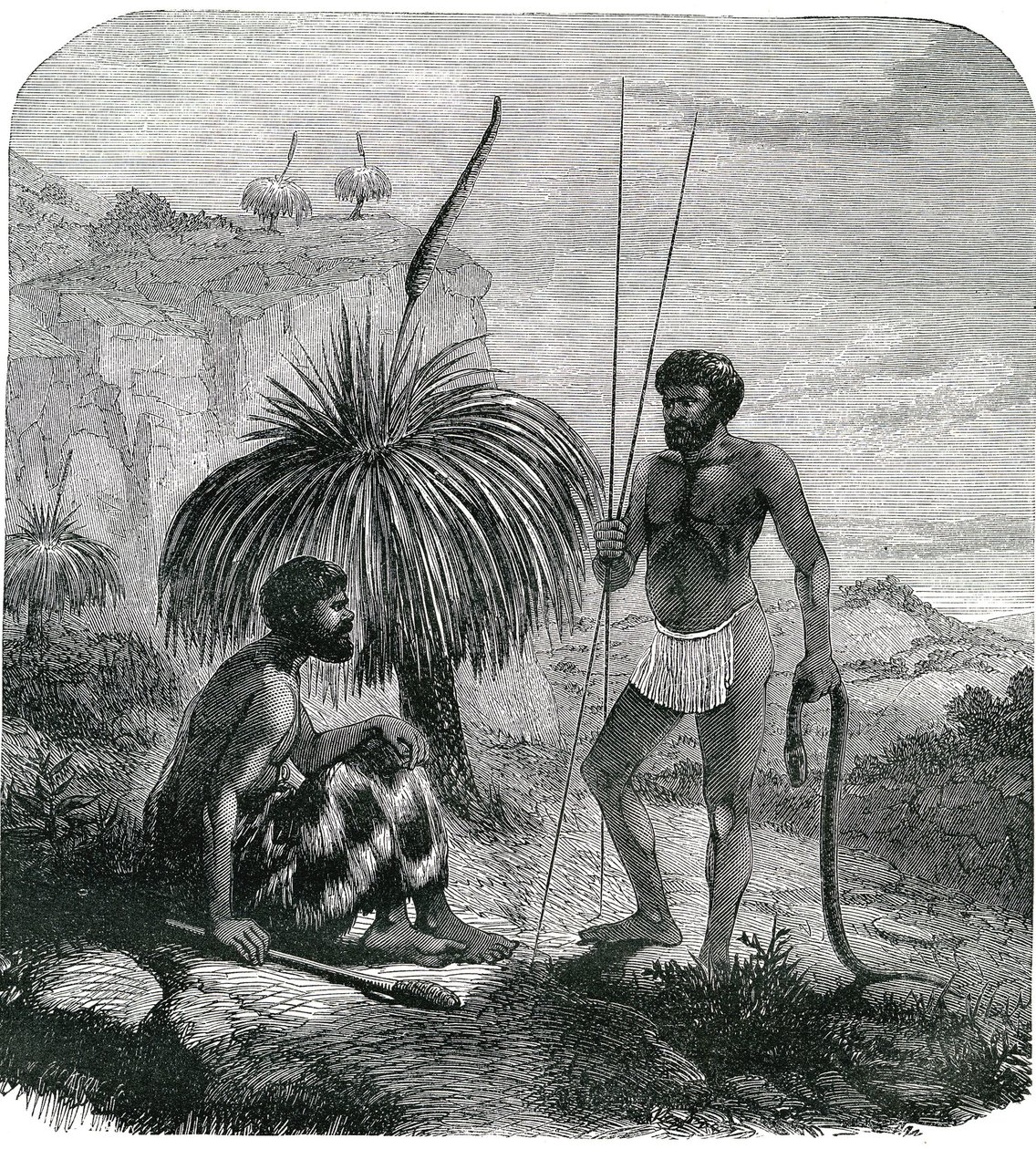 Kígyóvadászok Ausztráliában. Metszet 1868 alkotó: Unknown artist