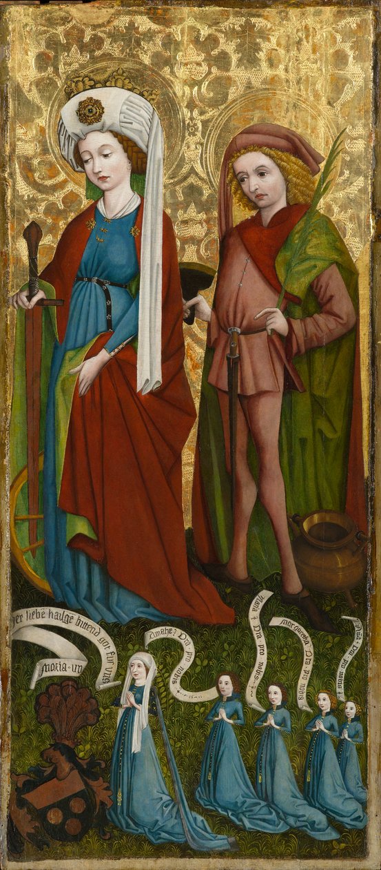 Szent Katalin és Szent Vitus Anna von Freiberggel és lányaival, 1450 körül (tempera és olaj, tábla) alkotó: Unknown artist