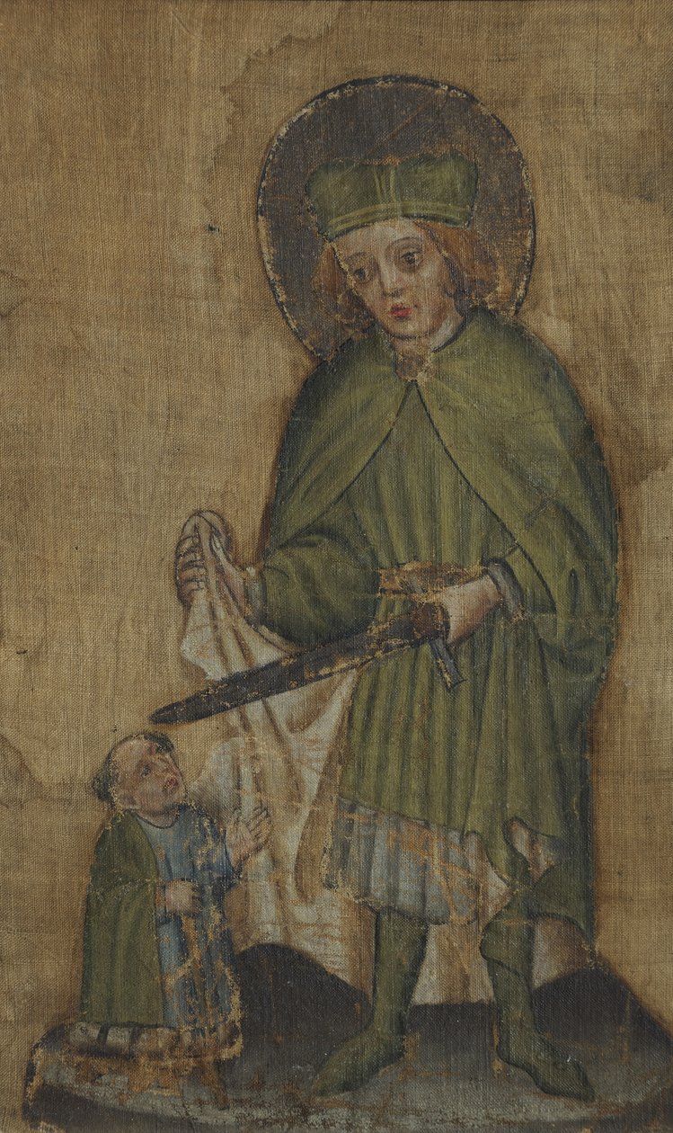 Szent Márton és a koldus, 1440 körül (szentyűszőr olaj textílián, valószínűleg lenvászon) alkotó: Unknown artist