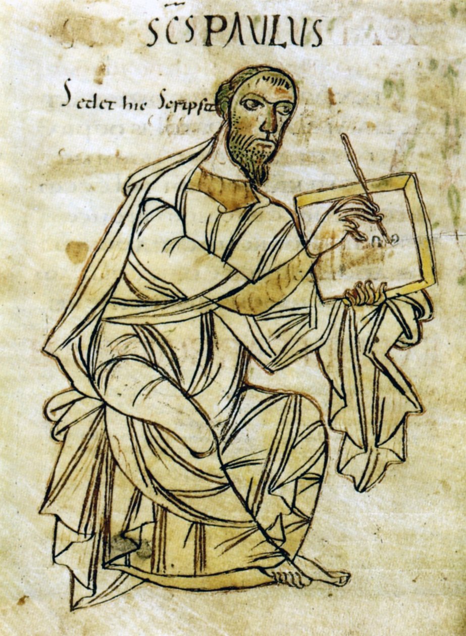 Szent Pál írása, Szent Pál leveleinek 9. század eleji kéziratos változatából (vellum) alkotó: Unknown artist