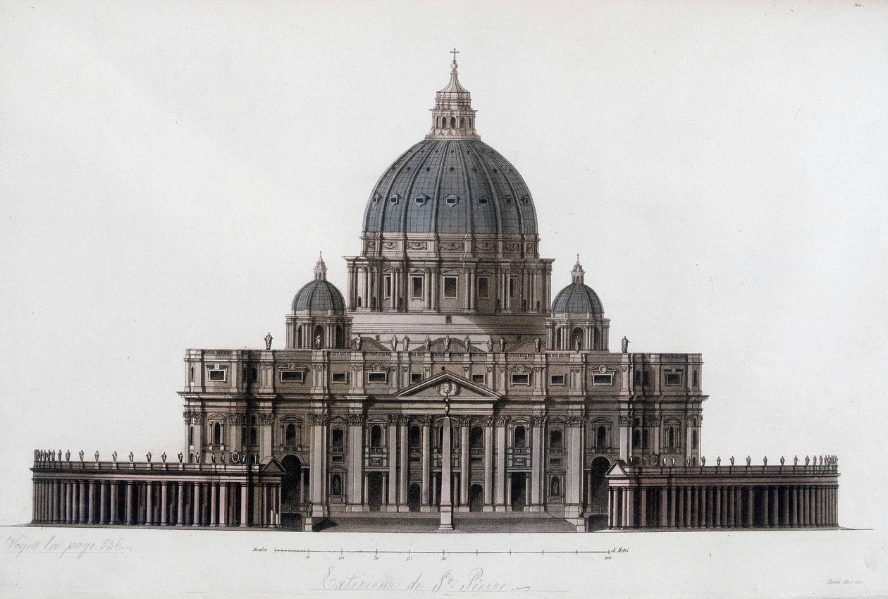 A római Szent Péter-bazilika a Vatikánba (San Pietro in Vaticano). Jules Ferrario "" A régi és modern kosztümben" 1819-1820. alkotó: Unknown artist