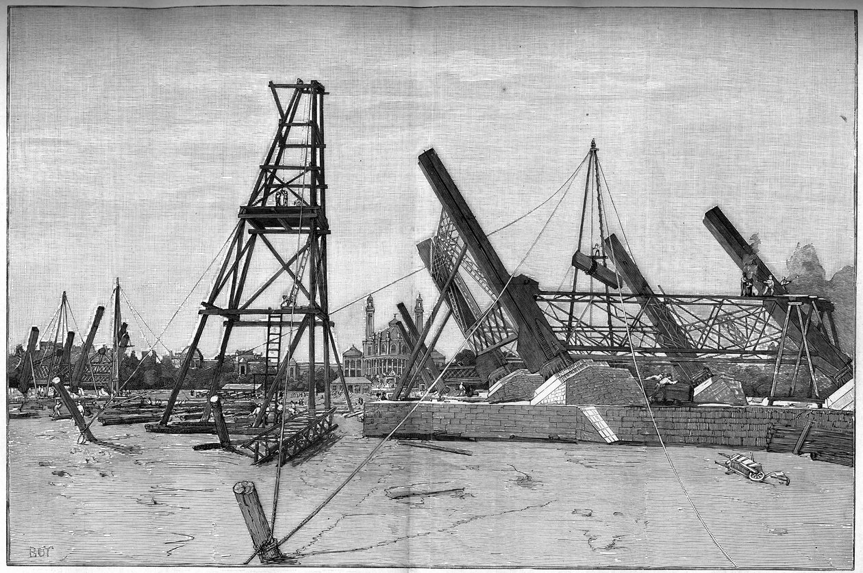 Az Eiffel-torony építkezésének állapota 1887-ben. alkotó: Unknown artist