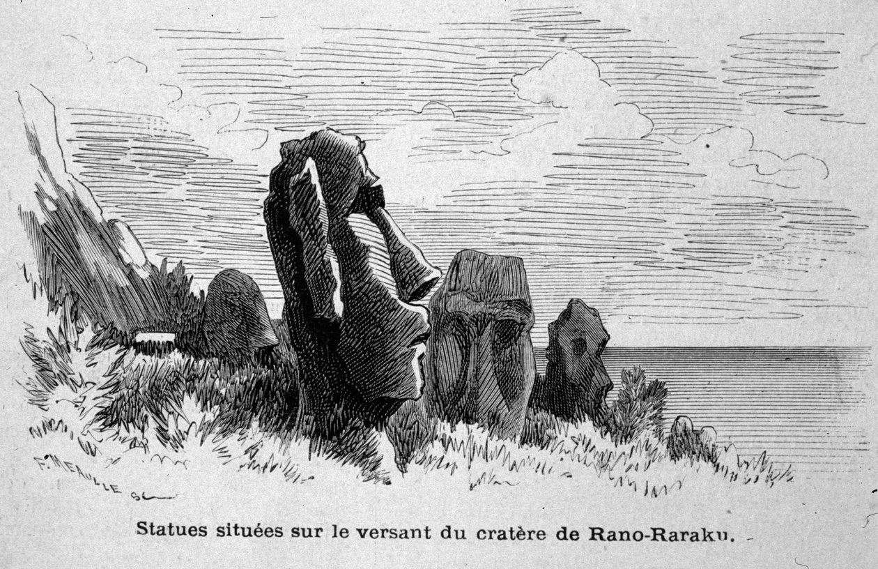 Szobrok a Húsvét-szigeten (Rapa Nui), Polinéziában. alkotó: Unknown artist