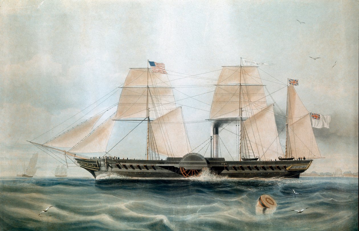 A brit királynő gőzhajója 1840-ben (19. századi nyomat) alkotó: Unknown artist