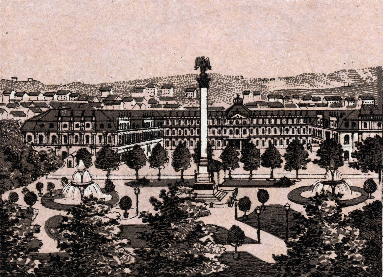Stuttgart, Németország: kilátás az új kastélyra (New Castle). in "" A világ 168 nézetet szemléltet"" Keltezés nélküli (19. század vége) alkotó: Unknown artist