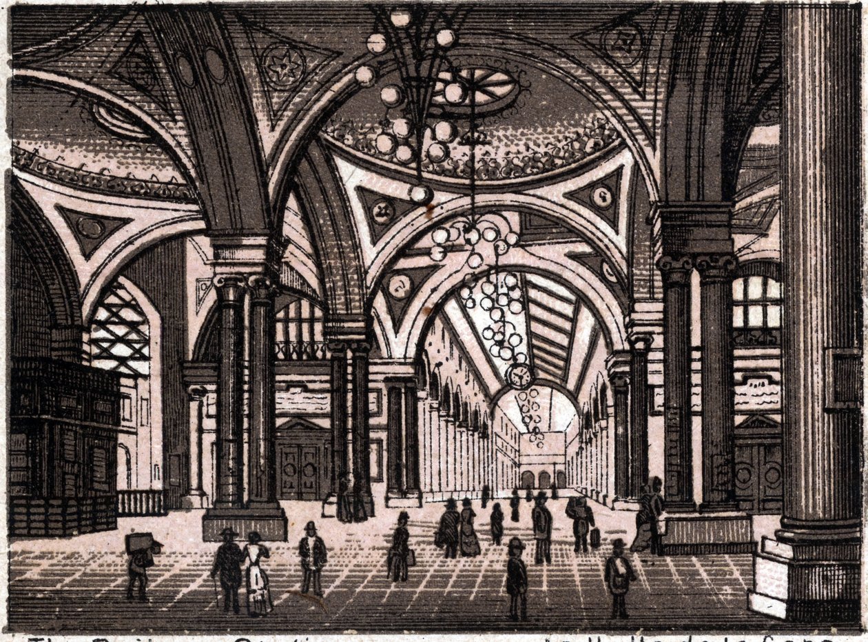 Stuttgart, Németország: kilátás a vasútállomás csarnokára. in "" A világ 168 nézetet szemléltet"" Keltezés nélküli (XIX. század vége) alkotó: Unknown artist