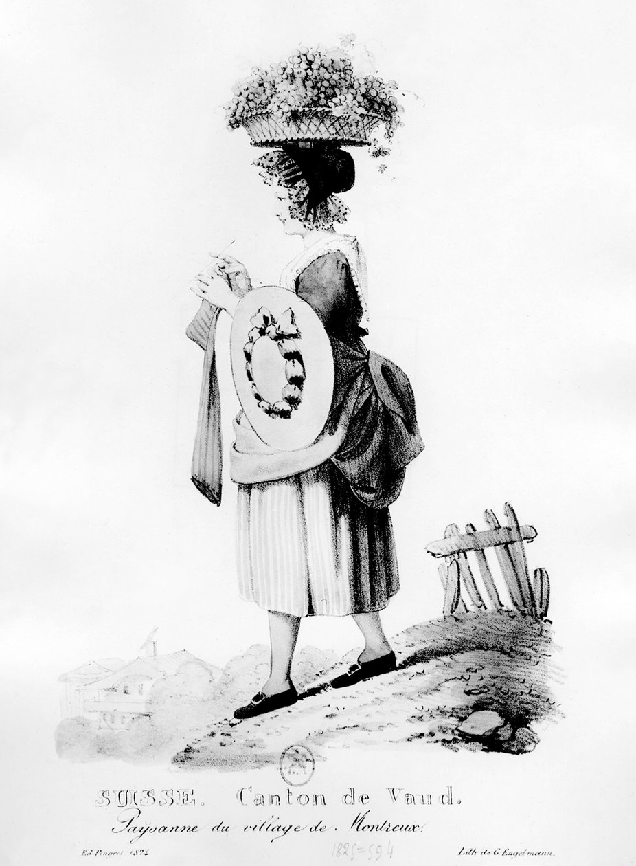 Svájci paraszt Montreux faluból Vaud kantonban - litográfia alkotó: Unknown artist