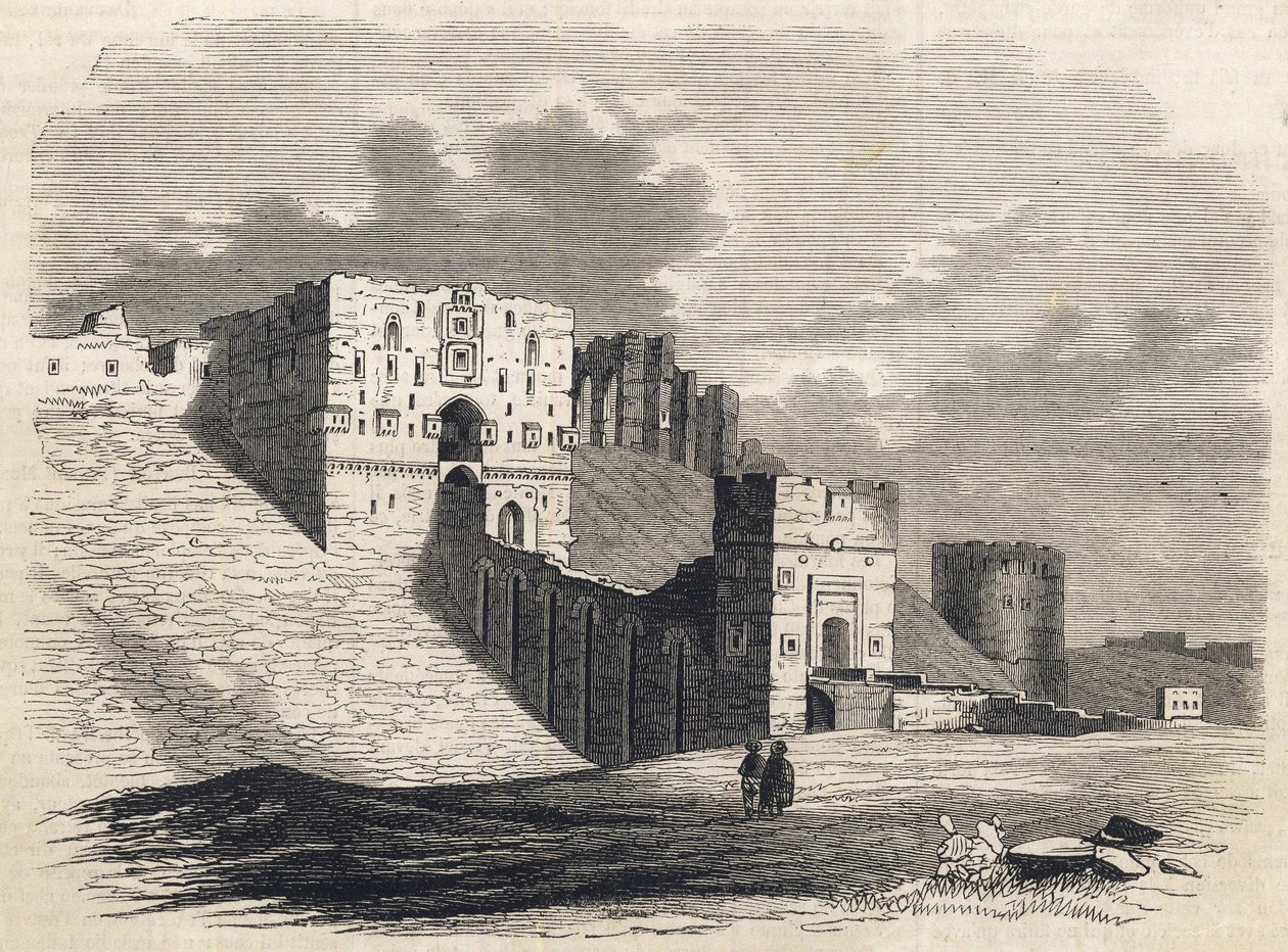 Szíria: Aleppo városa a 19. században - Citadella - Aleppo Szíriában - 1864 alkotó: Unknown artist