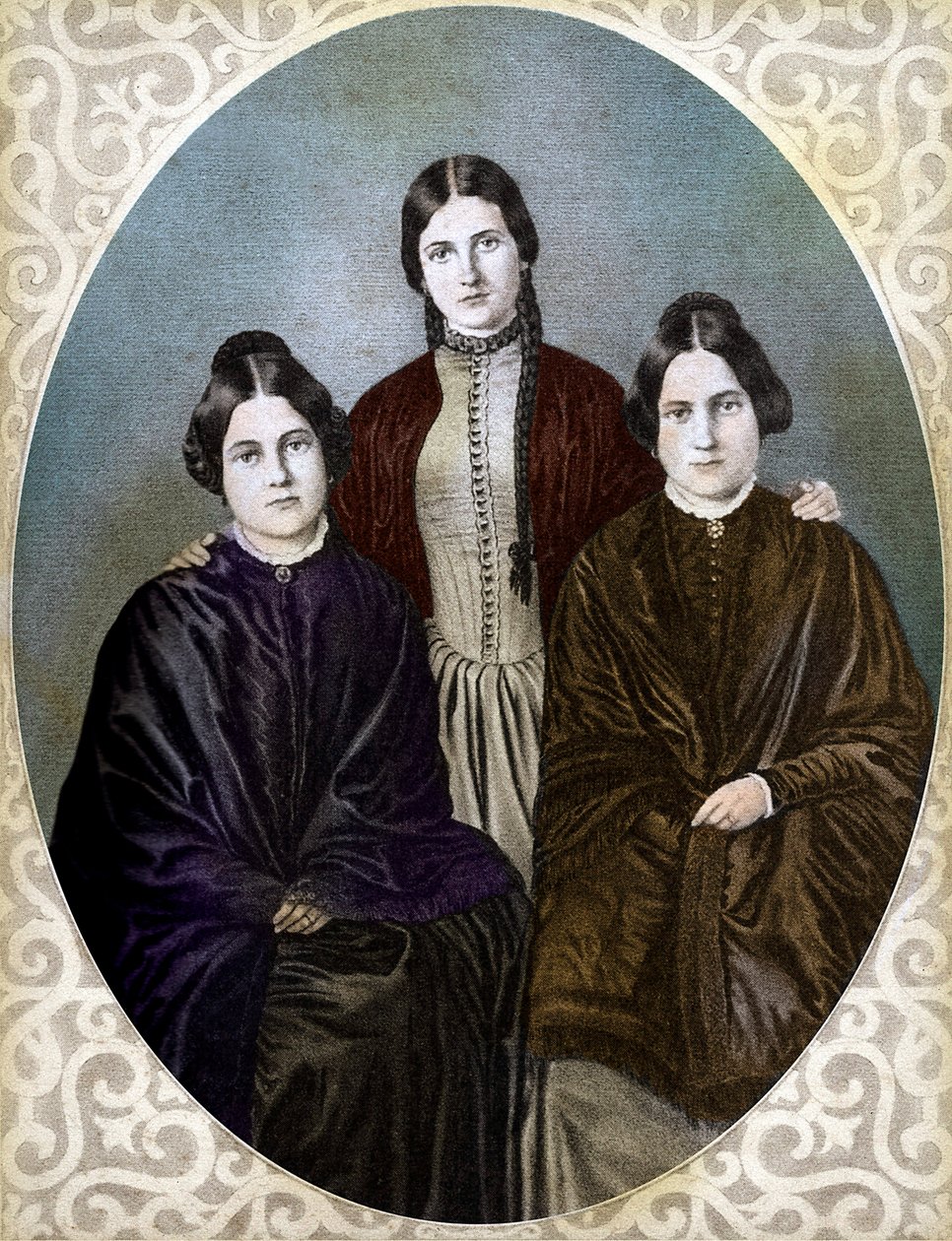 A RÓKA NŐVÉREK Margaretta, Kate és Leah a spiritualisták úttörői (Fox Sisters: balról jobbra: Margaret vagy Maggie (1837-1893), Kate (1828-1892) és Leah (1814-1880), a spiritualizmus és spiritualizmus úttörői alkotó: Unknown artist