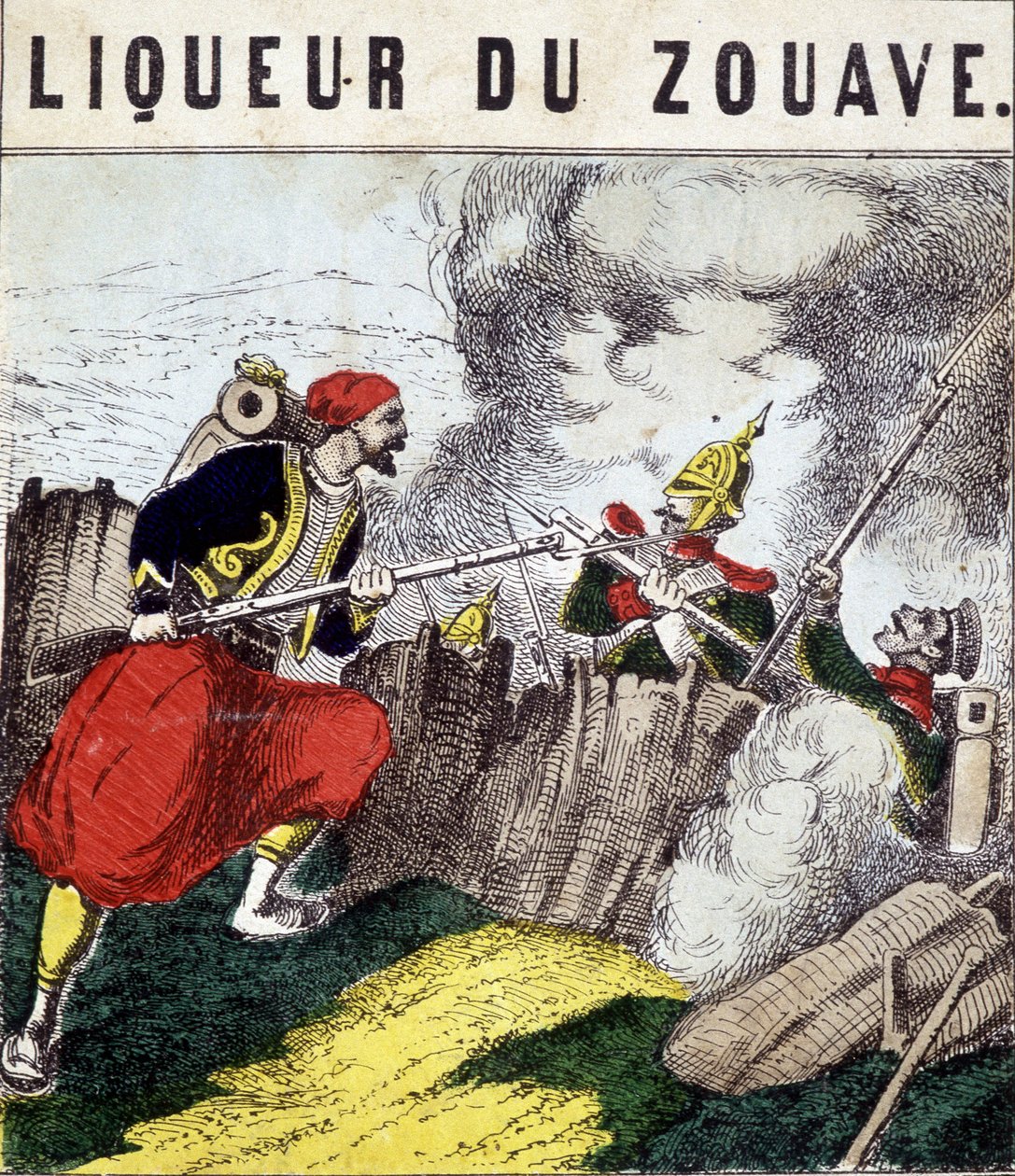 Tag „” Zouave Liqueur””: egy Zouave, amely ellenségei ellen harcol. n.d. 19. század alkotó: Unknown artist