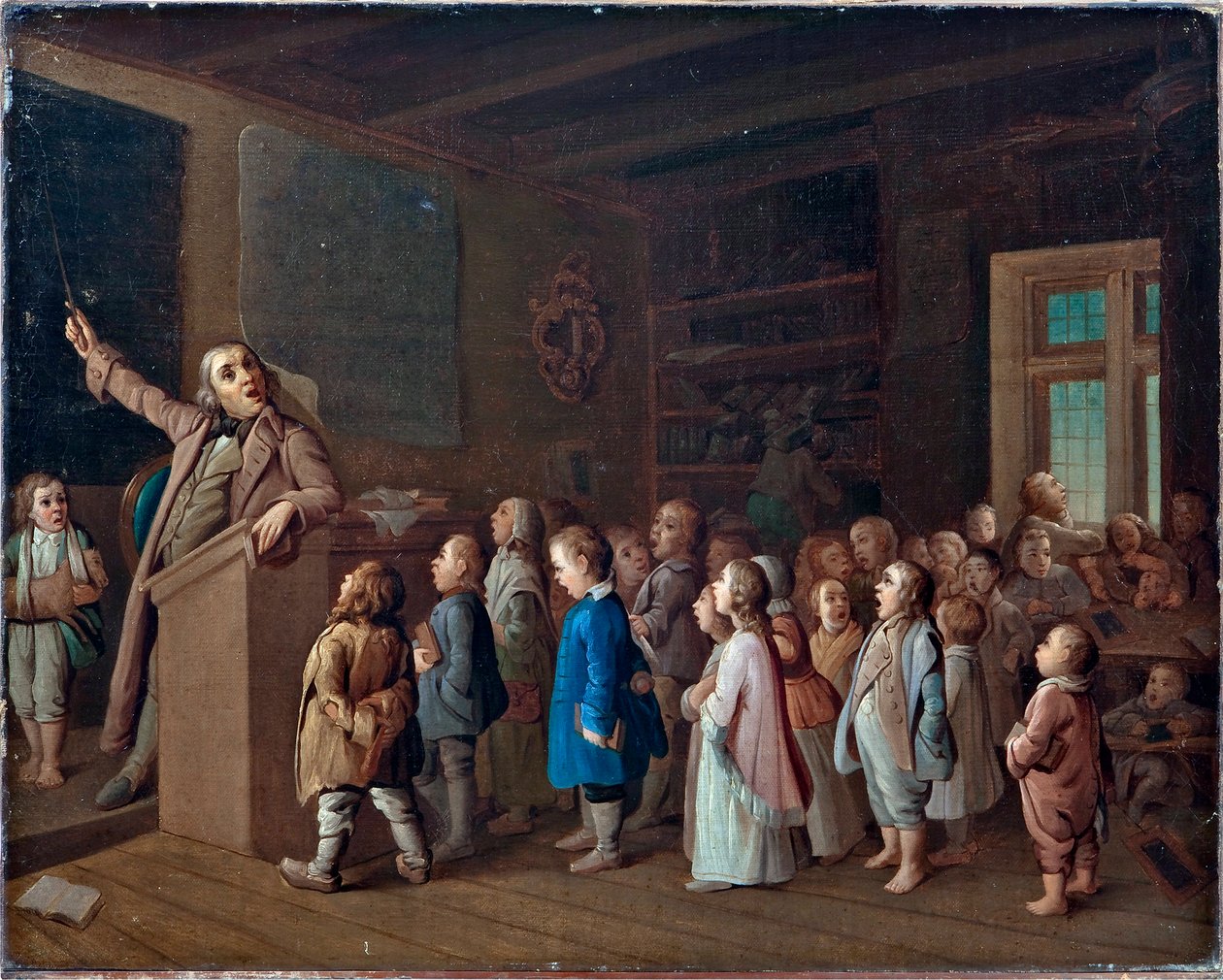 Tanítás a vidéki iskolában, Anonymous. Olaj, vászon, 19. század első fele. Állami Vallástörténeti Múzeum, Szentpétervár alkotó: Unknown artist