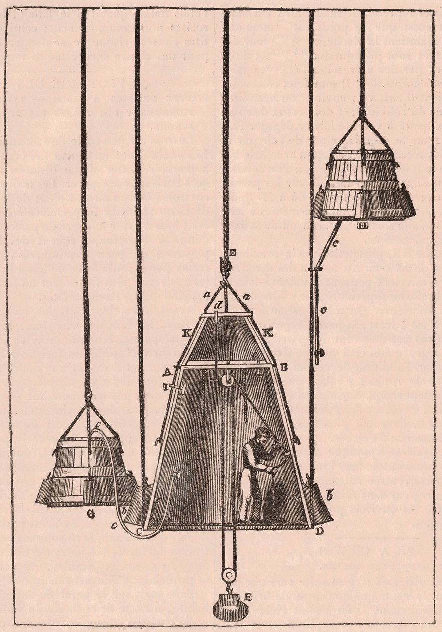 Egy búvárharang műszaki metszete, 1833 körül alkotó: Unknown