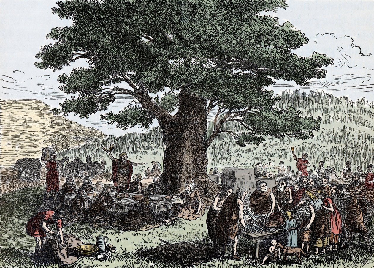 Ünnepeket élvező teutonok - metszet a 19. század végéről alkotó: Unknown artist