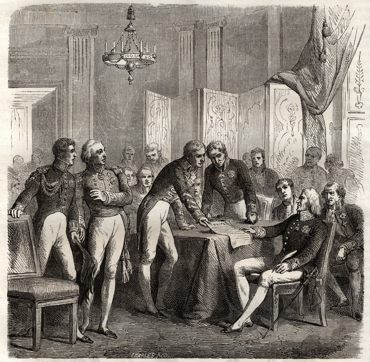 Az Egyesült Királyság, Franciaország, Spanyolország és Portugália 1834-es szövetsége Evoramonte koncessziójának érvényesítésére – Don Carlos spanyol trónigényével szemben a Négyszeres Szövetség (Charles-Maurice de Talleyrand – Don Manuel Pando-Fernandez alkotó: Unknown artist