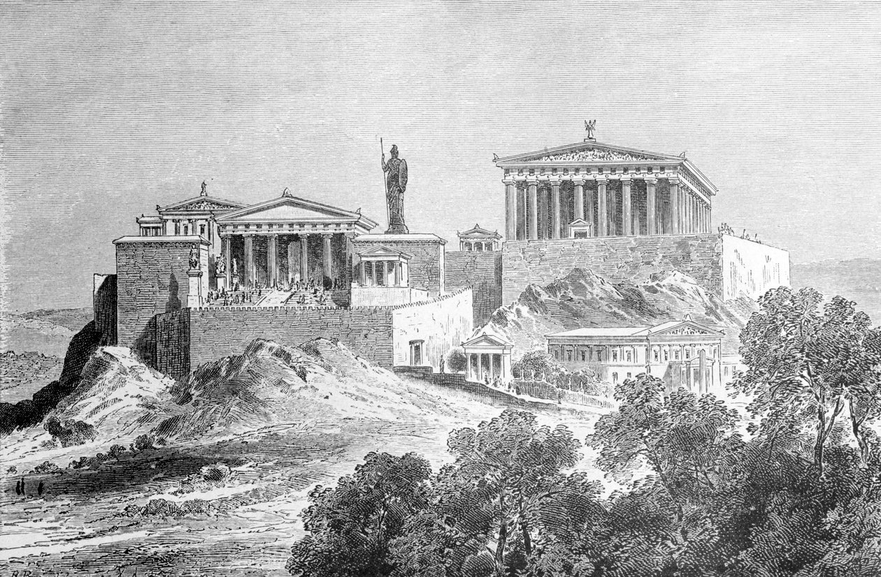 Az athéni Akropolisz. Metszet a 19. század végéről. alkotó: Unknown artist