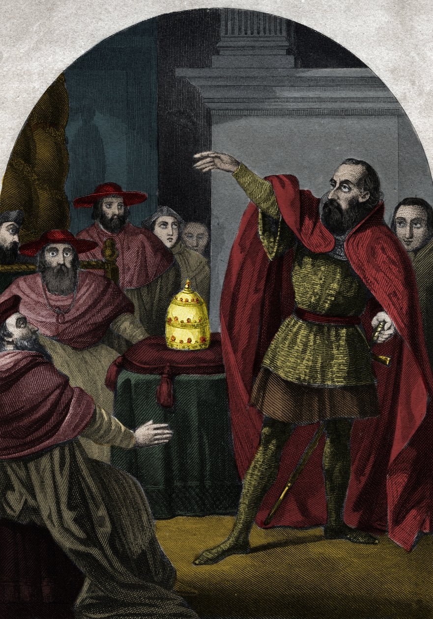 XXIII. János ellenpápát (Antipapa Giovanni 23) (1410-1415) (Baldassarre Cossa) a pisai zsinat 1410-ben szuverén pápává nyilvánította. Maurice Lachatre 1842-es metszete a „Histoire des popes”-ban. Magángyűjtemény. alkotó: Unknown artist