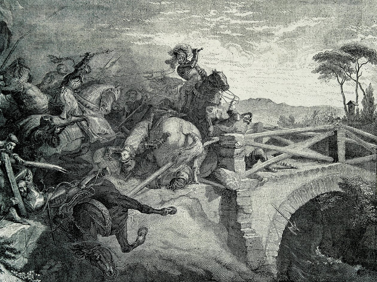 Garigliano (Garellano) csata a franciák és a spanyolok között a harmadik olasz háború alatt, 1503. december 29.: Gonzalo Fernandez De Cordoba El Gran Capitan-nak hívta alkotó: Unknown artist