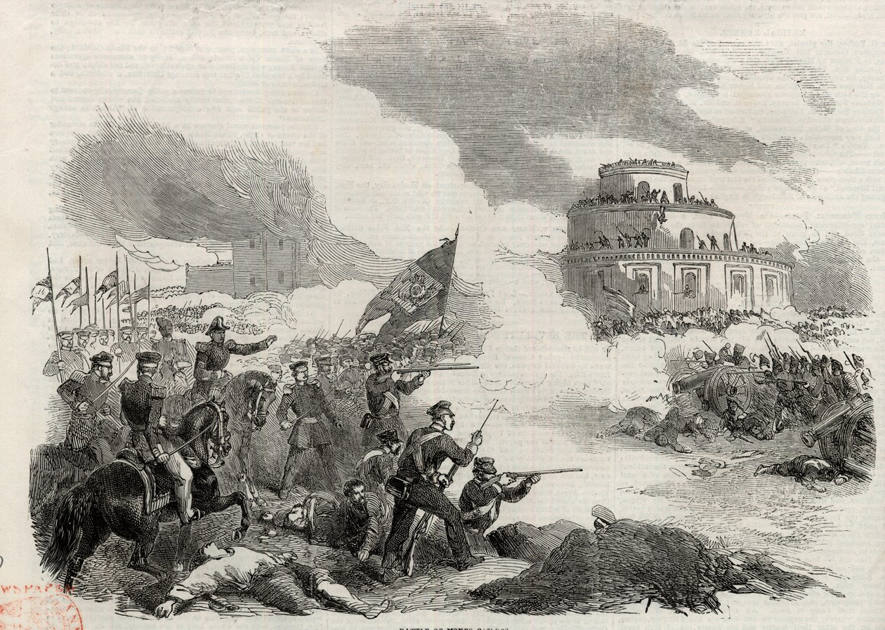 A Monte Caseros-i csata 1852 áprilisában - Justo Jose de Urquiza (1801-70) lázadása; Juan Manuel de Rosas (1793-1877) argentin diktátor ellen – A caserosi csata, avagy Monte caserói csata február 3-án alkotó: Unknown artist