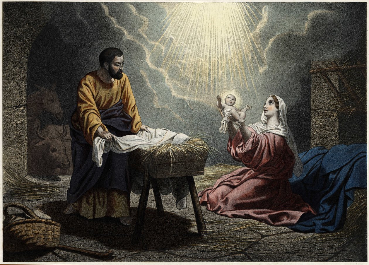 Krisztus születése. Névtelen metszet a 19. század közepéről. alkotó: Unknown artist