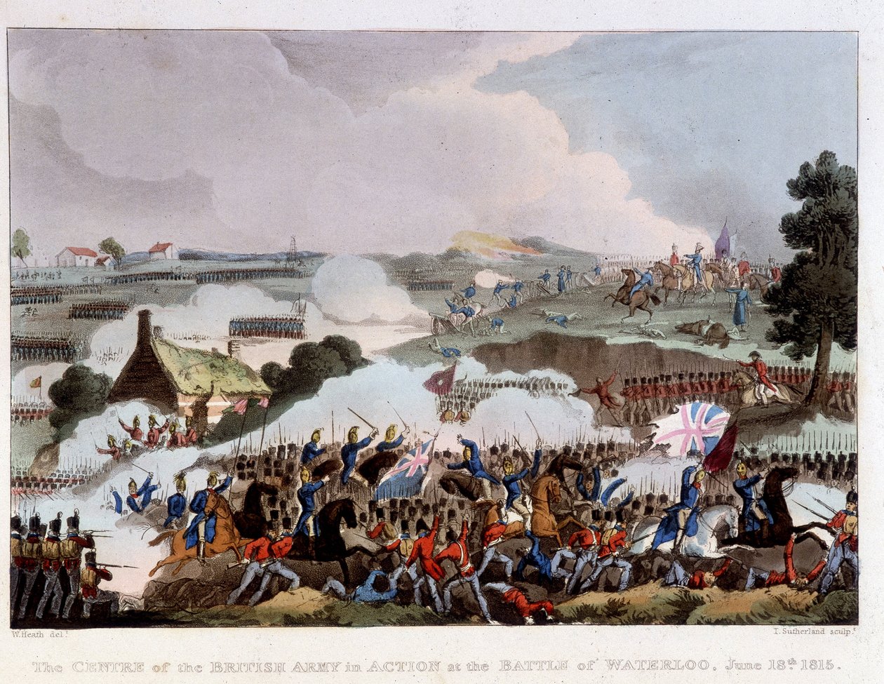 A brit hadsereg akcióban a Waterloo-i csatamezőn, június 18 alkotó: Unknown artist