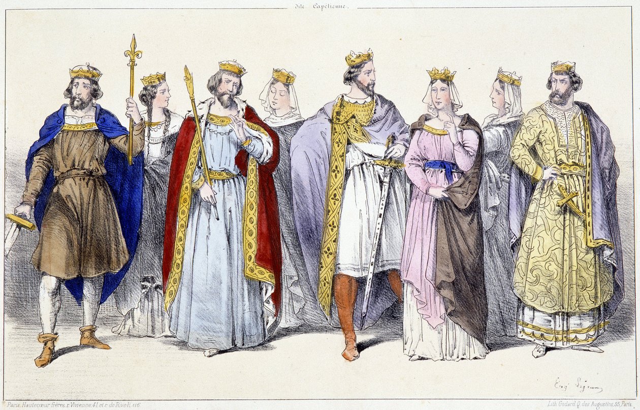 A Karolingok: Hugues Capet, Adelaide, Robert, Constance, I. Henrik, Orosz Anna, Berthe, I. Philippe - „Franciaország királyai és királynői nyomatokban” című kötetben, Párizs, szerk. Gyors alkotó: Unknown artist