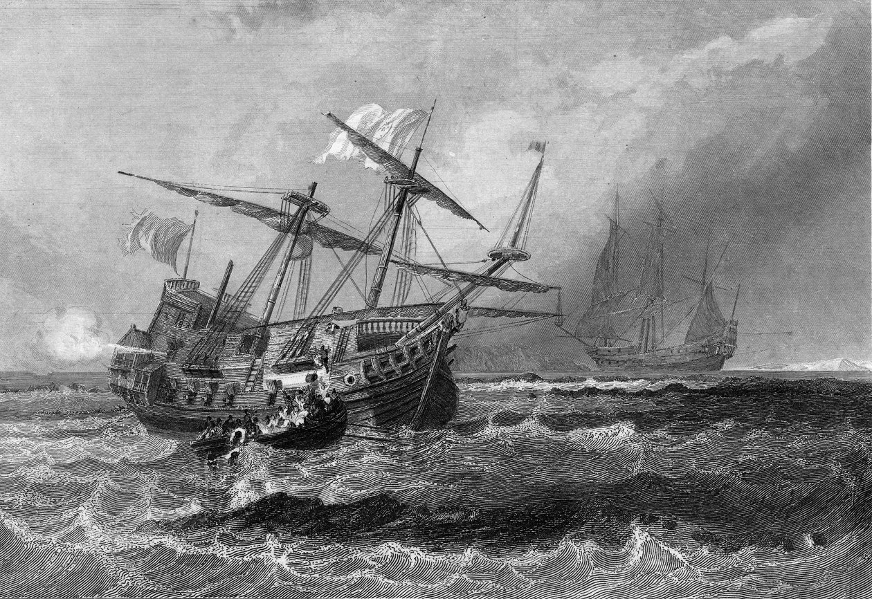 A Corbin a Maldív-szigetek zátonyán veszett el 1602. július 1-jén. Van Tenac „A haditengerészet általános története” című könyvében alkotó: Unknown artist