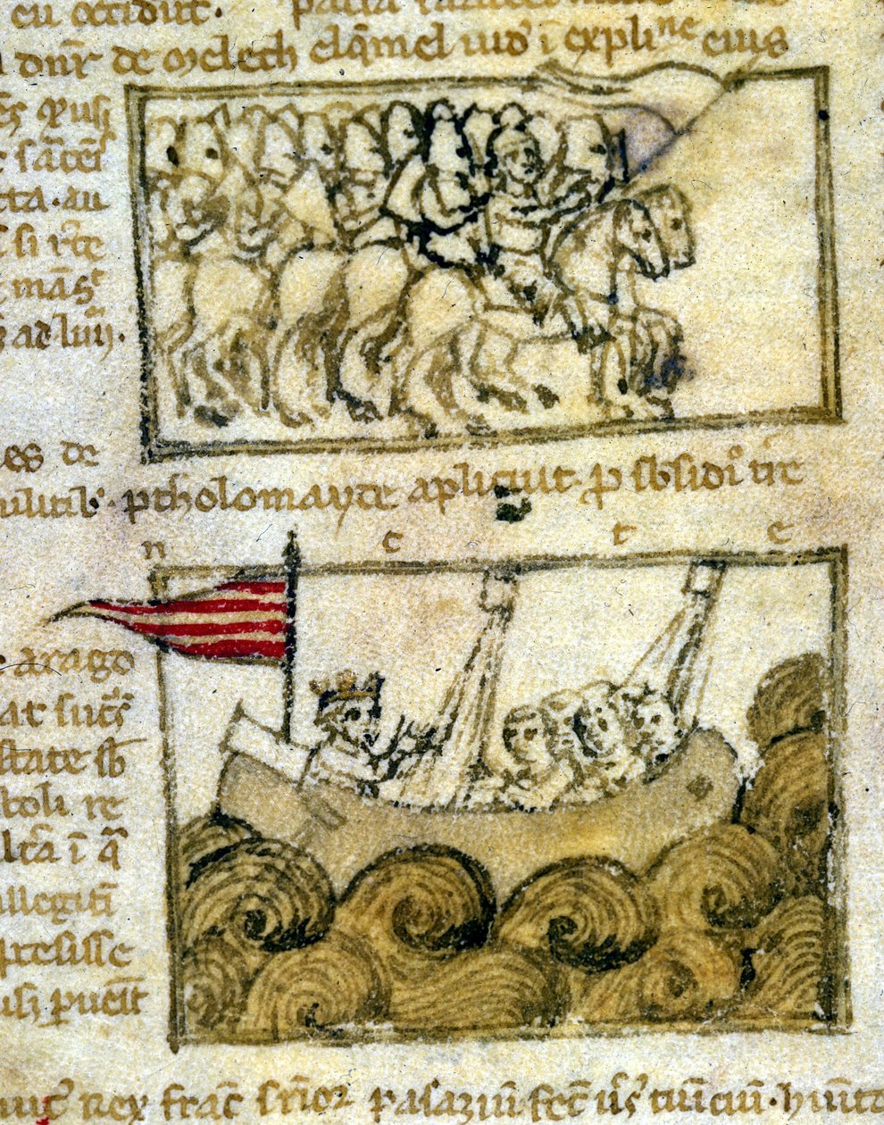 A keresztesek a Szentföldre utaznak. A "zarándoklat a Szentföldre" című könyvből. 12. századi kézirat. Biblioteca Marciana, Velence. alkotó: Unknown artist