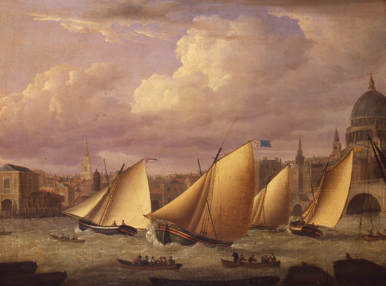A London Bridge felett száguldó cumberlandi flotta, 1782 alkotó: Unknown