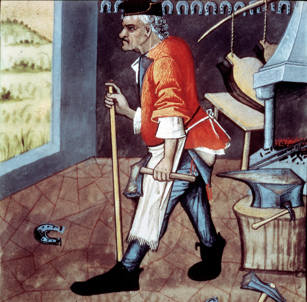A 15. századi miniatűr részletkovácsa. Paris, B.N. alkotó: Unknown artist