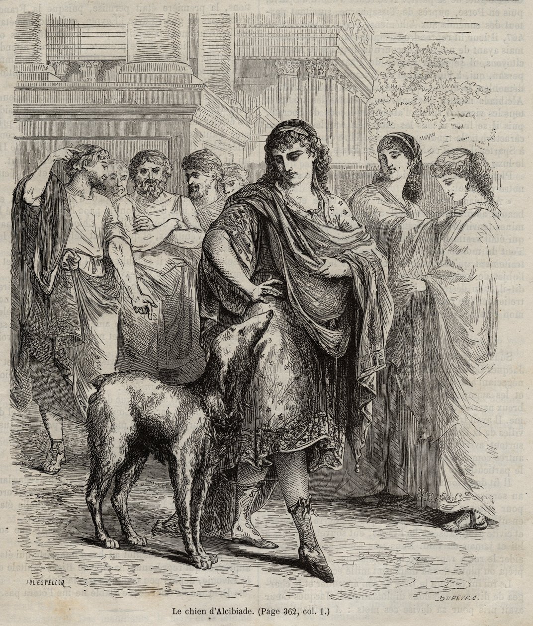 Alkibiadész kutyája – Alkibiadész kutyája államférfi, szónok és athéni tábornok, Kr.e. 450-404. metszet 1864-ből alkotó: Unknown artist