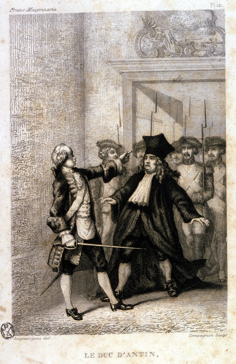 Antin hercege (Louis Antoine de Pardaillan de Gondrin márki, majd Antin hercege) (1665-1736) a tartományi szabadkőműves nagypáholyban. alkotó: Unknown artist