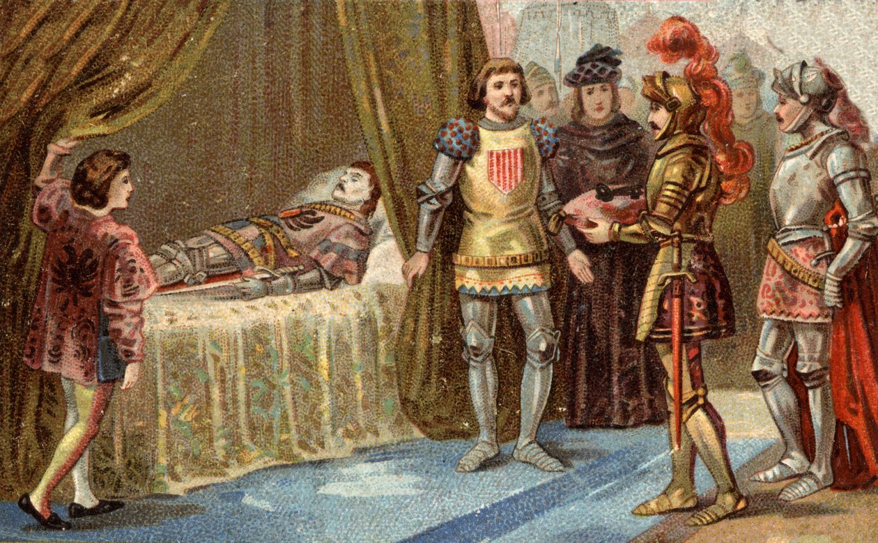 Chateauneuf de Randon (Chateauneuf-de-Randon, Auvergne) angol kormányzója megadta magát, és eljött, hogy 1380. július 13-án Bertrand du Guesclin halálos ágyára tegye le a tér kulcsait, aki előtt a város ostromlott. A connetable meghalt, egyetértésben alkotó: Unknown artist
